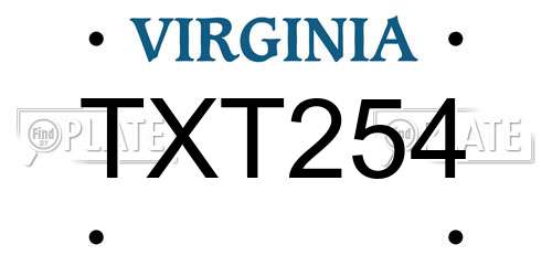 TXT254 Virginia License Plate