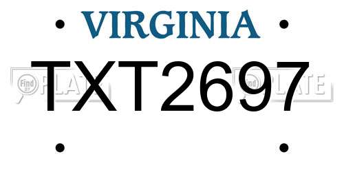 TXT2697 Virginia License Plate