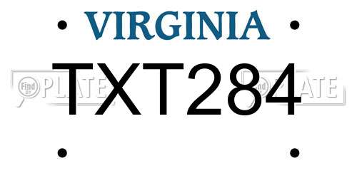 TXT284 Virginia License Plate