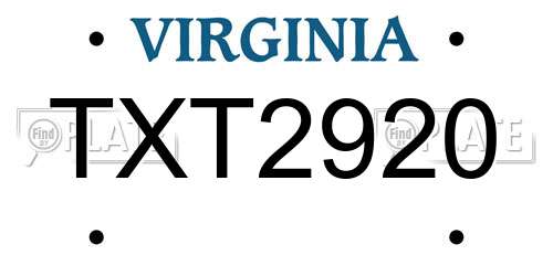 TXT2920 Virginia License Plate