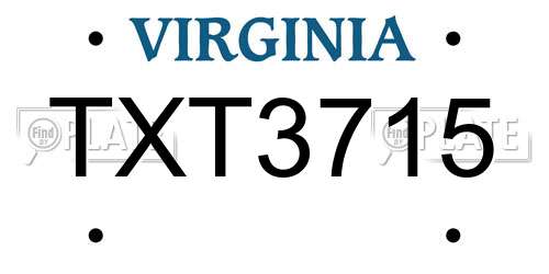 TXT3715 Virginia License Plate