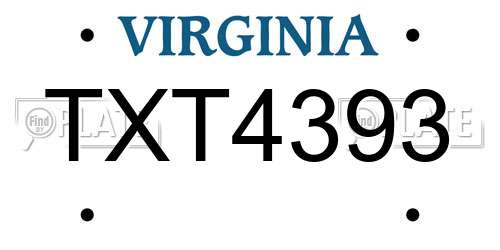TXT4393 Virginia License Plate