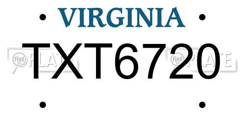 TXT6720 Virginia License Plate