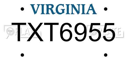 TXT6955 Virginia License Plate