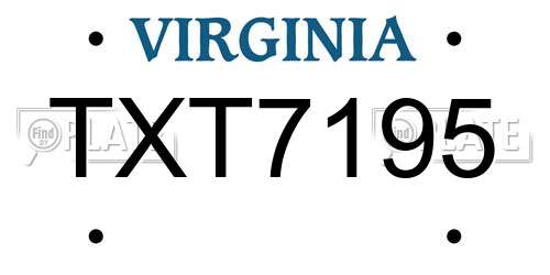 TXT7195 Virginia License Plate