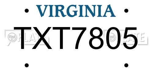 TXT7805 Virginia License Plate