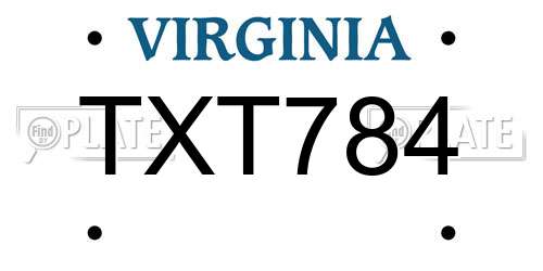TXT784 Virginia License Plate