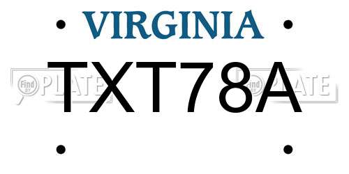 TXT78A Virginia License Plate