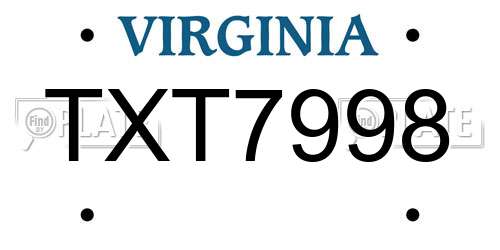 TXT7998 Virginia License Plate