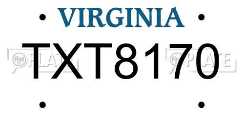 TXT8170 Virginia License Plate