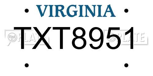 TXT8951 Virginia License Plate