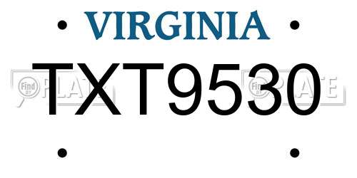 TXT9530 Virginia License Plate