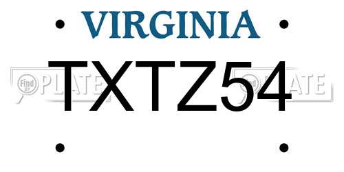 TXTZ54 Virginia License Plate