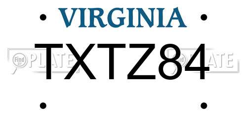 TXTZ84 Virginia License Plate