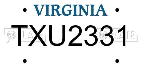 TXU2331 Virginia License Plate