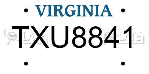 TXU8841 Virginia License Plate