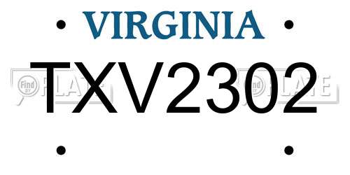 TXV2302 Virginia License Plate