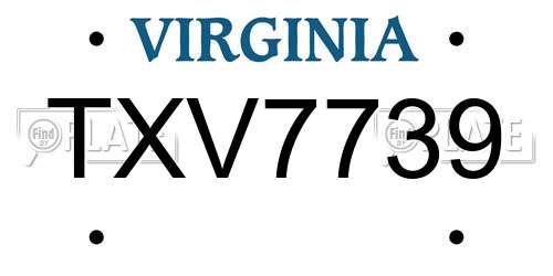 TXV7739 Virginia License Plate