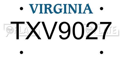 TXV9027 Virginia License Plate