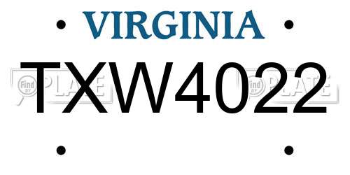 TXW4022 Virginia License Plate