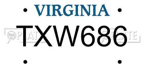 TXW686 Virginia License Plate