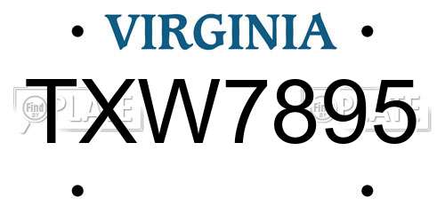 TXW7895 Virginia License Plate
