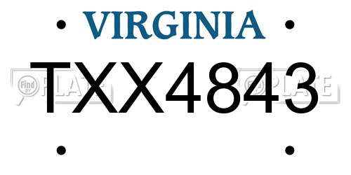 TXX4843 Virginia License Plate