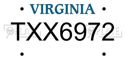 TXX6972 Virginia License Plate