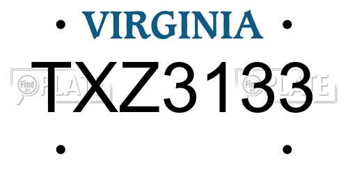 TXZ3133 Virginia License Plate
