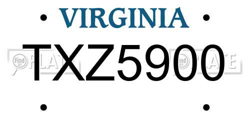TXZ5900 Virginia License Plate
