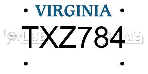 TXZ784 Virginia License Plate