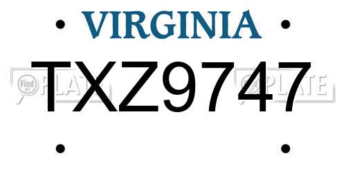 TXZ9747 Virginia License Plate