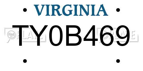 TY0B469 Virginia License Plate