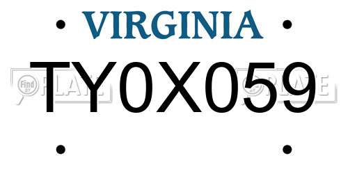TY0X059 Virginia License Plate