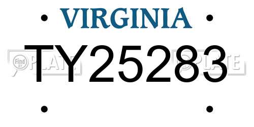 TY25283 Virginia License Plate