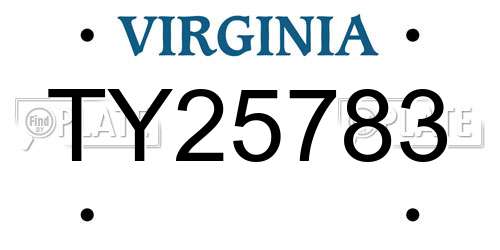 TY25783 Virginia License Plate