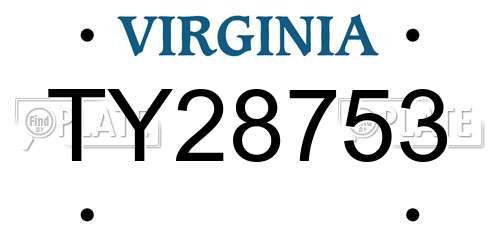 TY28753 Virginia License Plate