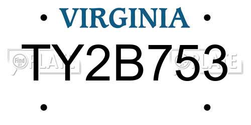 TY2B753 Virginia License Plate