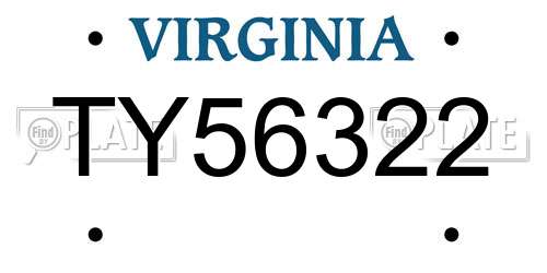 TY56322 Virginia License Plate