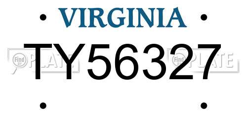 TY56327 Virginia License Plate