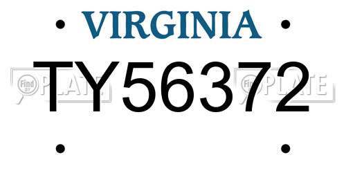 TY56372 Virginia License Plate