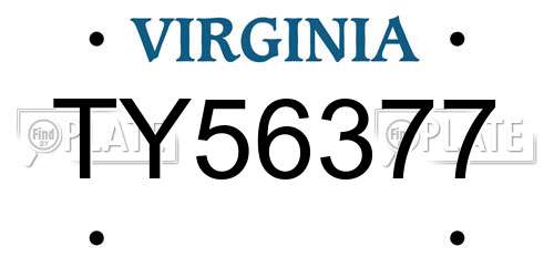 TY56377 Virginia License Plate