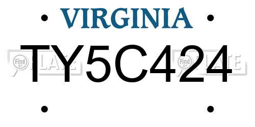 TY5C424 Virginia License Plate
