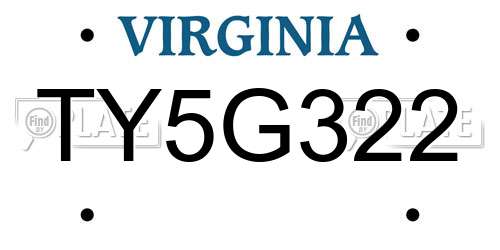 TY5G322 Virginia License Plate