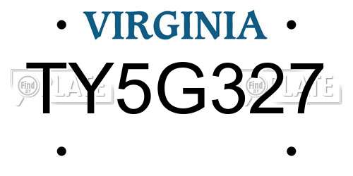 TY5G327 Virginia License Plate