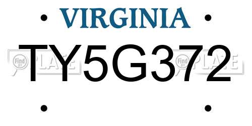 TY5G372 Virginia License Plate