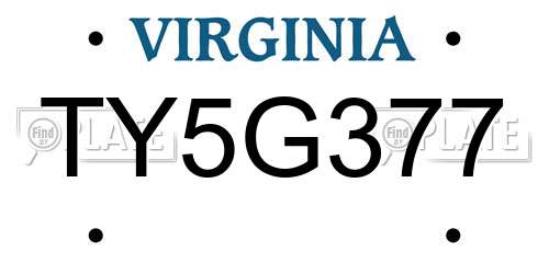 TY5G377 Virginia License Plate