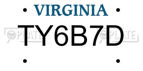 TY6B7D Virginia License Plate