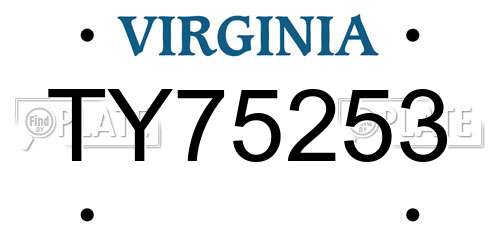 TY75253 Virginia License Plate