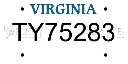 TY75283 Virginia License Plate